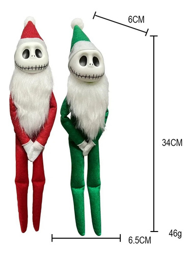 Peluche Jack Skellington Santa Navidad Adornos Navideños Set