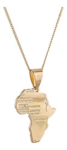 18k Africa Map Pendant Gold Plated Chain Necklace .