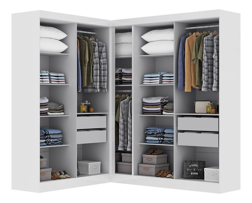 Guarda-roupa Modulado De Canto 9 Portas E 4 Gavetas Paris Wt
