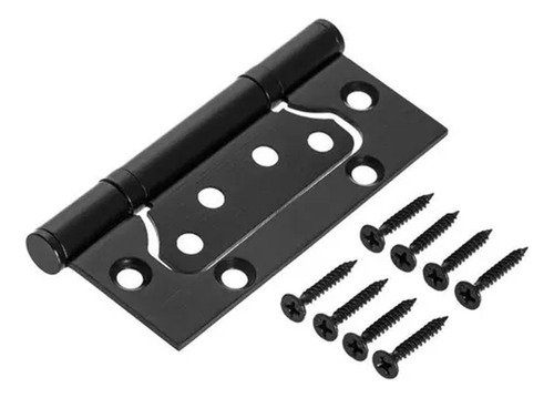 10 Dobradiça Porta Sobrepor Sem Rebaixo Inox 4'x3' Preta