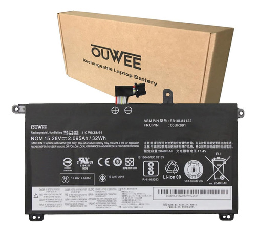 Ouwee 00ur891 Batería P/ Lenovo Thinkpad T570 T580 P51s P52s