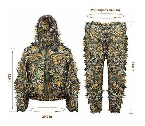 Traje De Camuflaje Con Capucha 3d De Ghillie, Traje De Caza