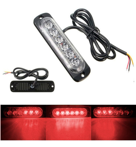 Imagen 2 de 2 de Barral Led Ambulancia Rojo 6 Led 12v 24v 125x28.2mm