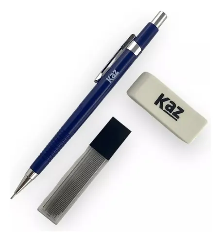 Lapiseira Técnica Kaz 0.7mm Recarregável c/ 12 Minas e Borracha