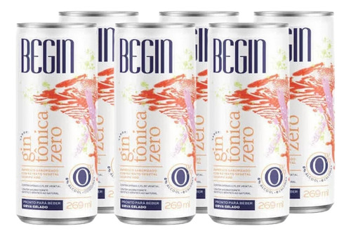 Kit 6 Latas 269ml Gin Tônica Sem Álcool Sem Calorias Begin