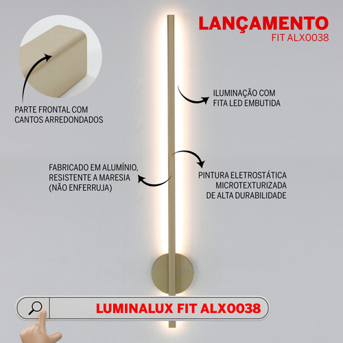 Arandela Led Indireta 100cm Luminalux Alx0038 Fix Redonda