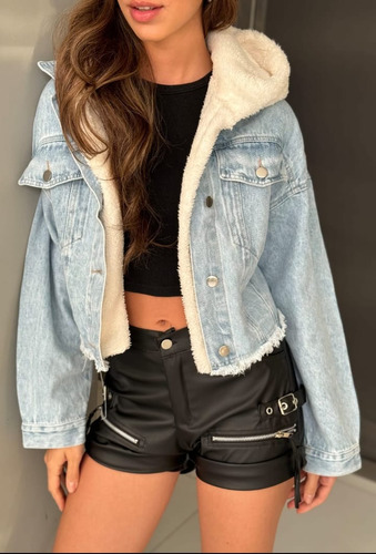 Campera Jean Anto Oversized Deflecado Con Corderito