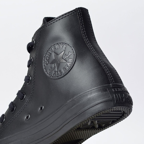 converse monochrome preto couro