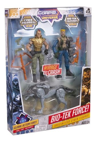 The Corps Set X2 Muñecos Articulados + Perro Lobo Robot