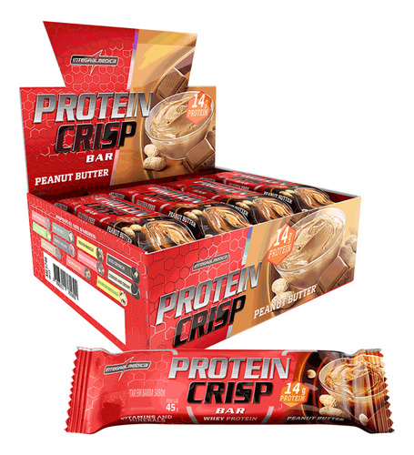Barra De Proteína Integralmédica Protein Crisp 12 Un Sabores Sabor Peanut Butter