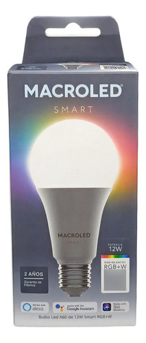 Lampara Led Bulbo A60 Smart Rgb + Blanco 12w Macroled