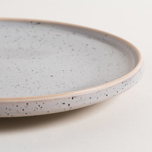 Plato Postre Tozeur Dots Gris Con Borde Natural De 20cm