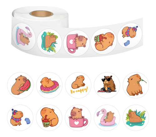 500 Pegatinas De Capibara 2,5 Cm Sticker Capibara Capybara Marrón Capibara