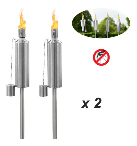 Antorcha De Acero Inoxidable Para Citronella Packx2 Jardín