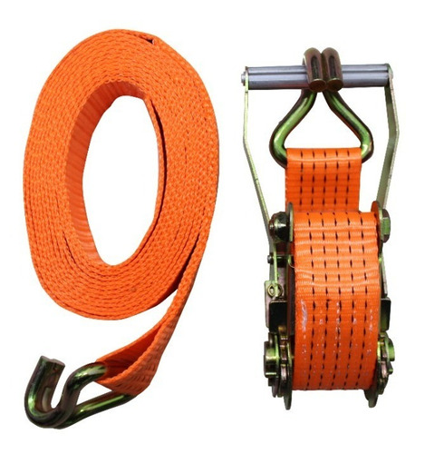 Kit 2 Cintas C/ Catraca P/ Amarração De Carga Polti 8 Ton 5m Cor Laranja