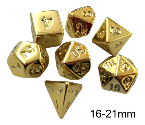 2 X 7x Dados De Varios Lados D4-d20 Juego De Dados Dorado