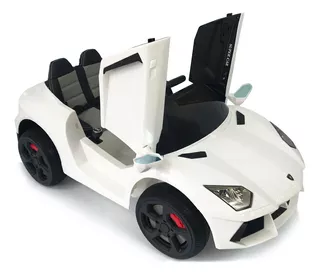 Carro Moto Electrico Niños Lamborghini Llanta Caucho Control Color Blanco