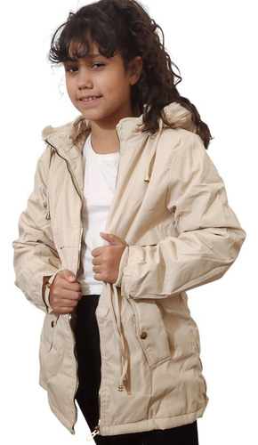 Campera Parka Impermeable Nenas Con Piel Y Capucha