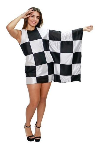 Disfraz Vestido Bandera De Cuadros Nascar Formula 1 Dama