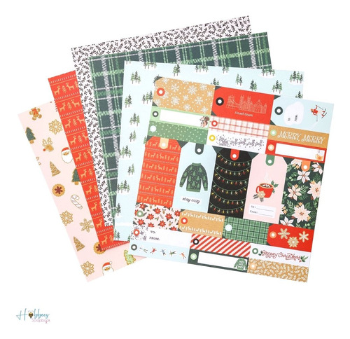 48 Hojas Block Papel 12x12 Navidad Santa Claus Scrap Tarjet
