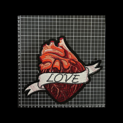 1 Pz Parche Lentejuela Termoadhesivo Corazón Rojo Love Multicolor Estampado