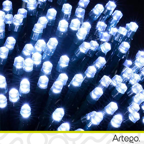 Luces Serie 200 Led Color Luz Blanca Color Cable Verde Oscuro Artego Interior Exterior Decoración Navidad Árbol Navidad Eventos Bodas Led Christmas String Lights Waterproof 8 Modos Uso Temporizador