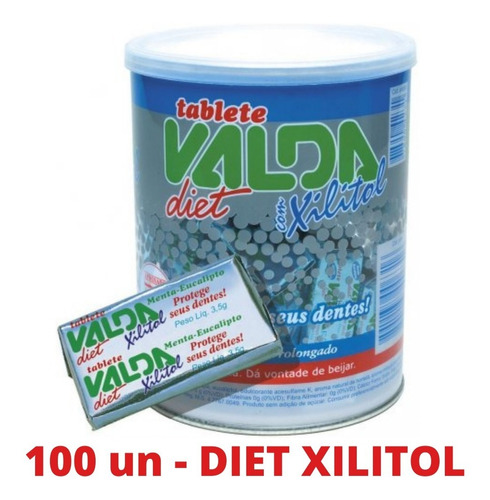 Chiclete Tablete Goma De Mascar Valda Diet Com Xilitol C/100