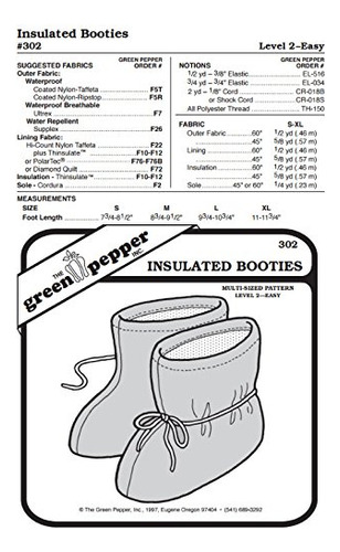 Insulated Bootie Zapatilla # 302  Patron Costura Solo