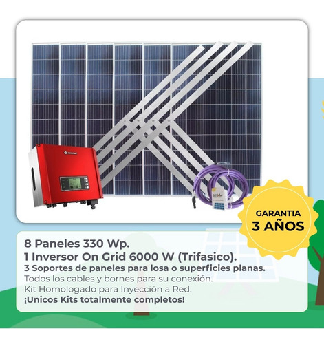 Kit Solar Paneles 8 X 330w On Grid Trifasico Inyeccion 3on