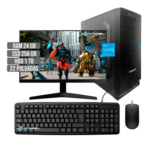 Pc Gamer Intel Core I5 12400 Ssd 256gb+hdd1tb Ram24gb Led 22