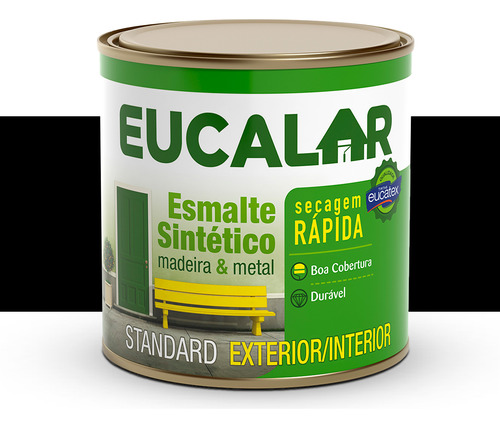 Tinta Esmalte Sintético Eucalar Preto 225ml Eucatex