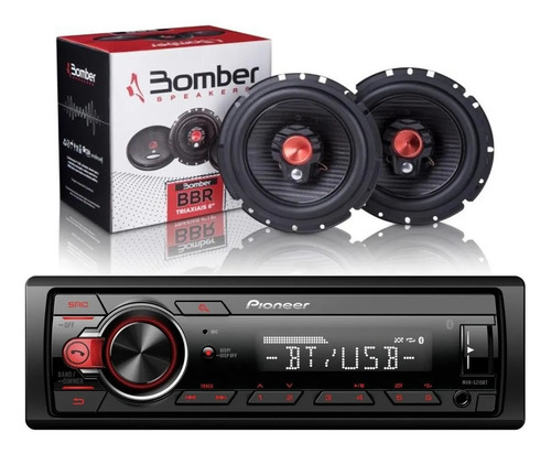 Estereo Pioneer Mvh 215 Bt Usb Aux + Parlante Bomber Combo