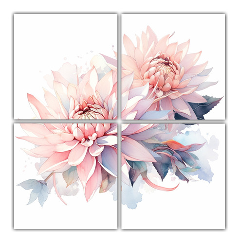 80x80cm Cuadros Vintage Abstractos De Dahlias Pastel Flores