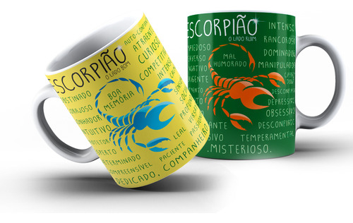 Caneca De Signos Lado Bom E Lado Ruim 325ml Cor Signo De Escorpião