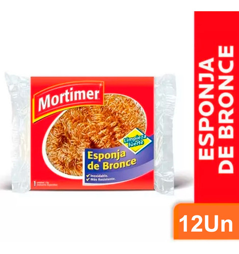 Esponja De Bronce Inoxidable Mortimer Limpieza Fuerte X 12un