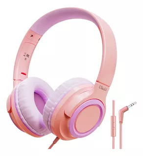 Ulacici Pink Kids Headphones For School, Kids Headphones Con