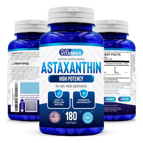Astaxantina 10 Mg 180 Capsulas Made In Eeuu Original 