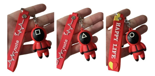 Llaveros Juego Del Calamar. Calidad Premium (10 Unidades) Rojo