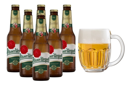 Imagen 1 de 3 de 6 Pack De Cervezas Checas Pilsner Urquell 330 Ml + Tarro