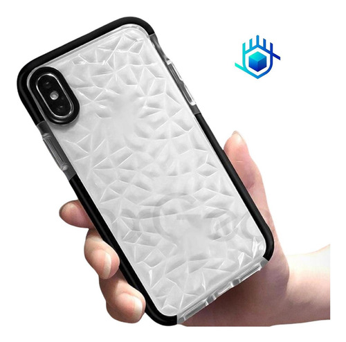 Imagen 5 de 10 de Case Para iPhone De Diamantes 3d Goma Gruesa Relieve Resistente Uso Rudo Hombre Mujer Dama Funda Bordes Con Airbag Moda
