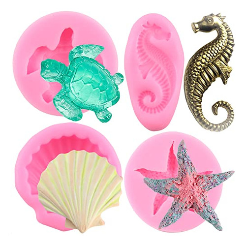 Mujiang Sea Turtle Silicone Molds Seashell Fondant Mold Star