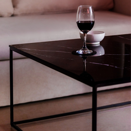 Imagen 3 de 6 de Mesa Ratona Apoyo Baja Auxiliar Living Simil Marmol Moderna