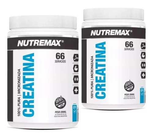 Suplemento Creatina Nutremax 400g 100% Pura 166s 200gx2 Jmc 