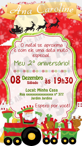 Convite Digital Aniversário Festa Natal Para Whatsapp #mod2 | Parcelamento sem juros Convite Digital Aniversário Festa Natal Para Whatsapp #mod2 | Parcelamento sem juros