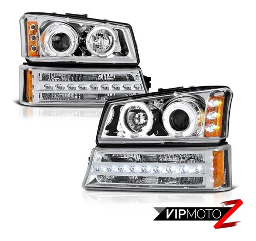 Faros Ojo De Ángel Halo Chevrolet Silverado 3500 2003-2006