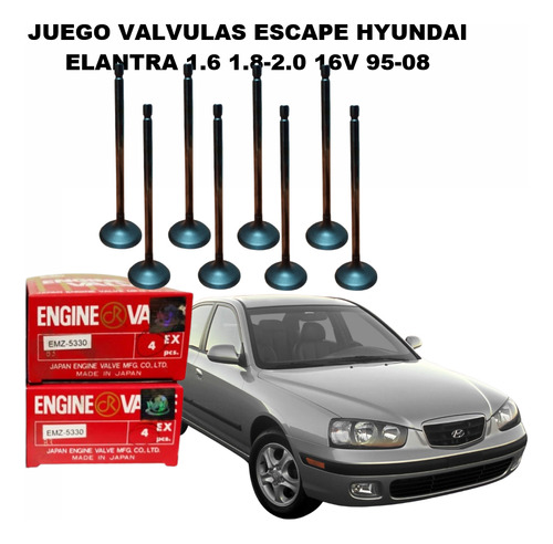Juego Valvulas Escape Hyundai Elantra 1.6 1.8-2.0 16v 95-08
