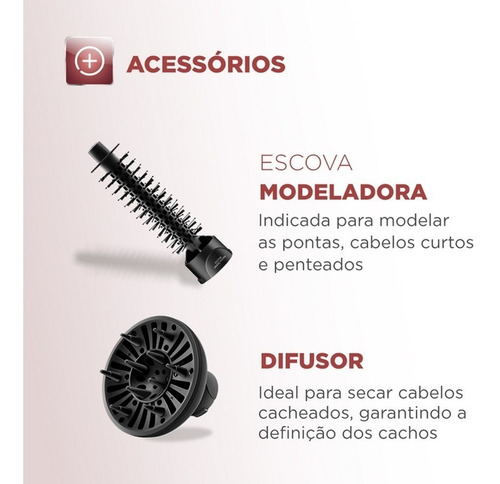 Escova Rotativa Mondial 1200w Er-10 Black Rose