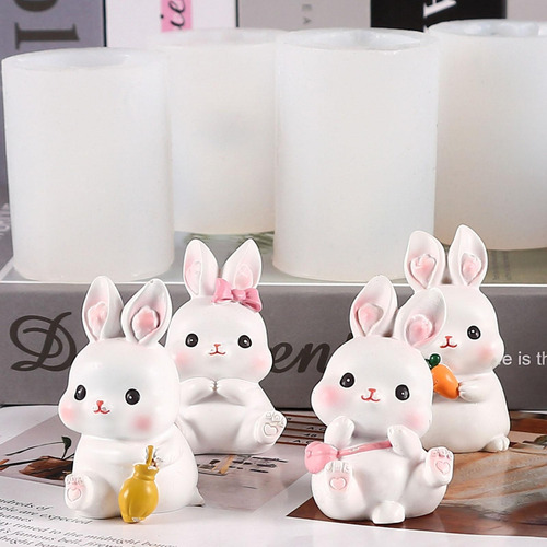 (c) Molde De Silicona Para Velas De Conejo, Conejo De Pascua