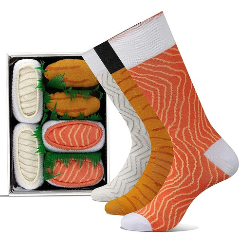 Socks Sushi Calcetas Altas De Sushi Salmón Calamar Y Erizo