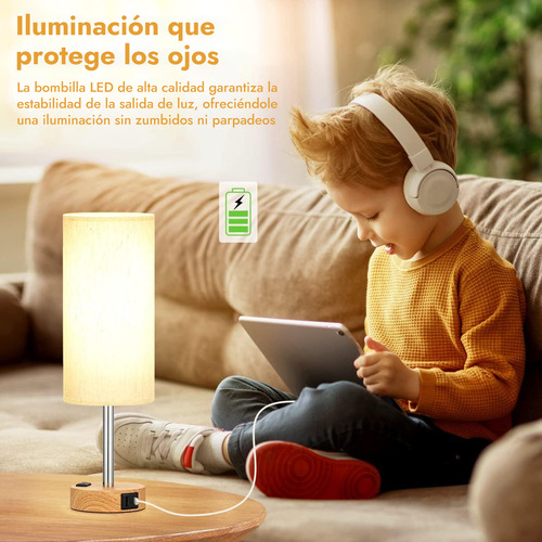 Lámpara De Escritorio De Mesa Touch Con Foco Led Y Usb-c